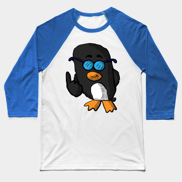 Funny Penguin Guy Baseball T-Shirt by Eric03091978